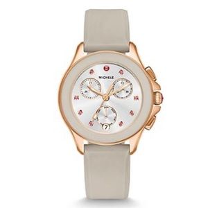 Michele Cape Chronograph Watch in Taupe/Rose Gold
